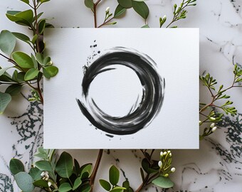 Ensō Post - oder Klappkarte, japanische Kalligraphie mit Enso Zen Kreis, japanische Grußkarten, Wabi Sabi Kunst