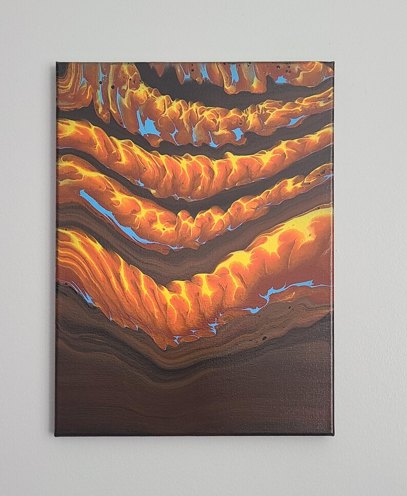 Acrylic pour abstract: Fluid art straight pour (12 x 16 stretched canvas) bild 1