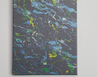 Acrylic pour abstract: Fluid art straight pour (12 x 16 stretched canvas)