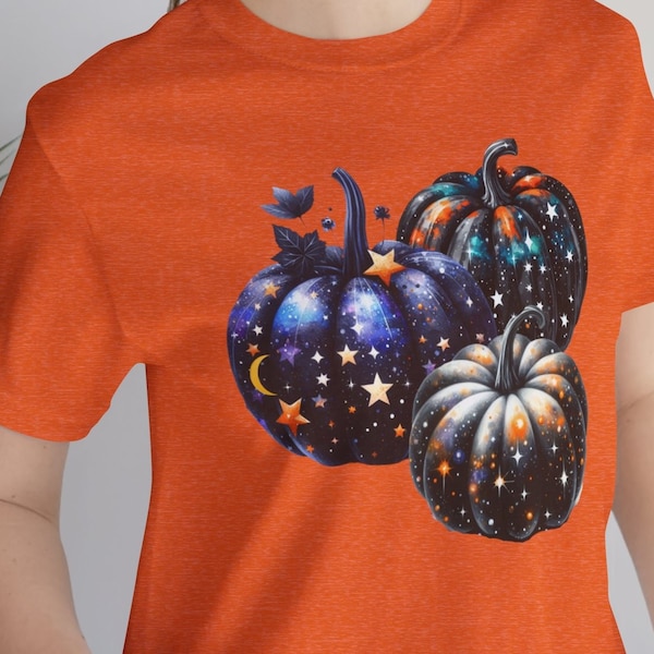 Golden Moon And Stars Pumpkin Shirt, Halloween Shirt, Screen print shirt, Pumpkin T Shirt, Pumpkin Tee, Celestial Shirt, Space Tee