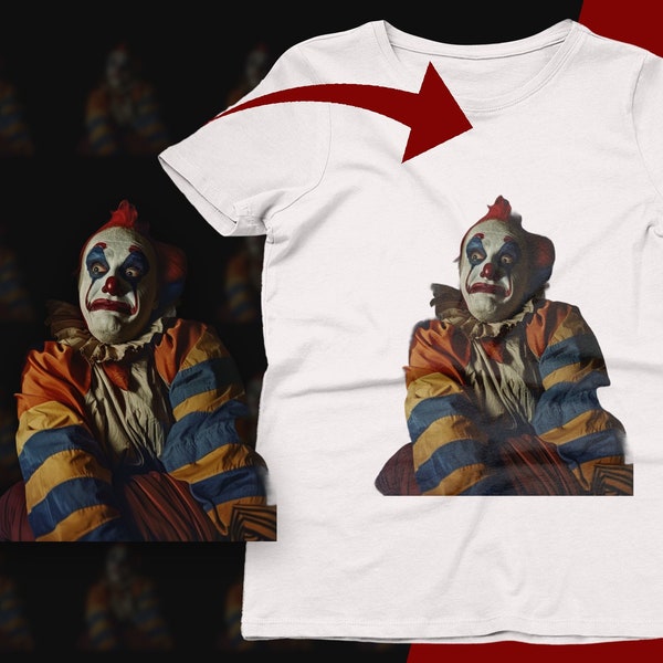 Vintage Clown T-Shirt, Classic Harlequin Print, Unique Circus Costume Tee