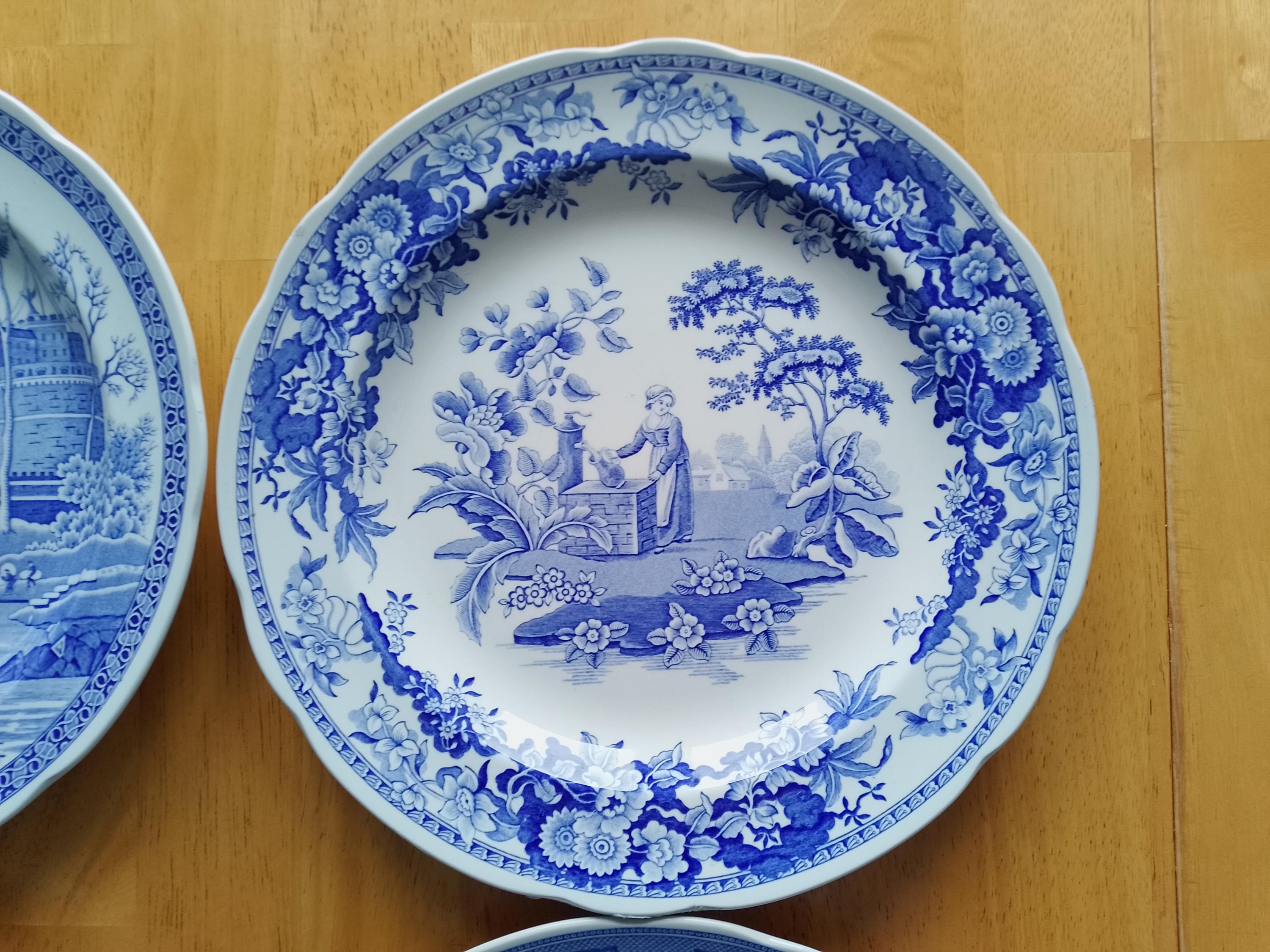 Spode Blue Room Collection Plates Set: Vintage Blue White