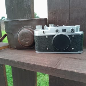 Cámara telemétrica Zorki-C reacondicionada: copia de Leica de la URSS, película de 35 mm, estuche de cuero, 58038078