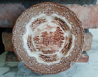 Vintage Grindley English Country Inns Bowl: 1950s Staffordshire Transferware