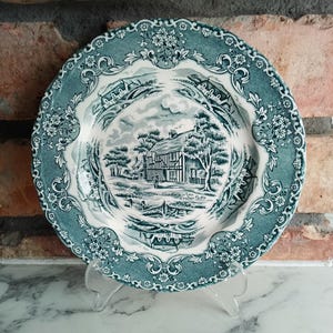Vintage Grindley English Country Inns Plate: The Leather Bottle Transferware