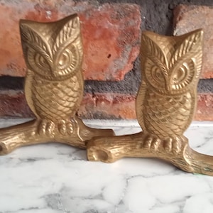 Vintage Mid-Century Cast Brass Owl Statue  1960s-1970s Collectible Metal Figurine