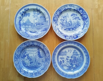 Set Spode Blue Room-collectie borden: vintage blauw wit transferware