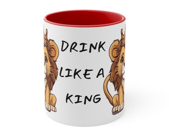 lion king mug, gift mug, coffee mug, animal mug, lion with crown mug, personalized mug, unique design mug, beautiful mug for birthday