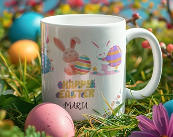 Personalised Easter mug gift | happy Easter bunny mug| cute easter bunnies mug Easter cup | happy easter bunny mug design gift for easter