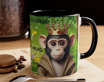 monkey mug, banana monkey mug, jungle mug, animal mug, mug for gift, jungle lover gift, monkey lover gift, funny saying mug, funny mug