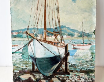 pintura al óleo de barco