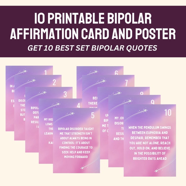 Bipolar Affirmation Cards, Printable Card For Bipolar Disorder, Bipolar Disorder Quotes, Printable Inspiration, Bipolar Mug bipolar shirt,