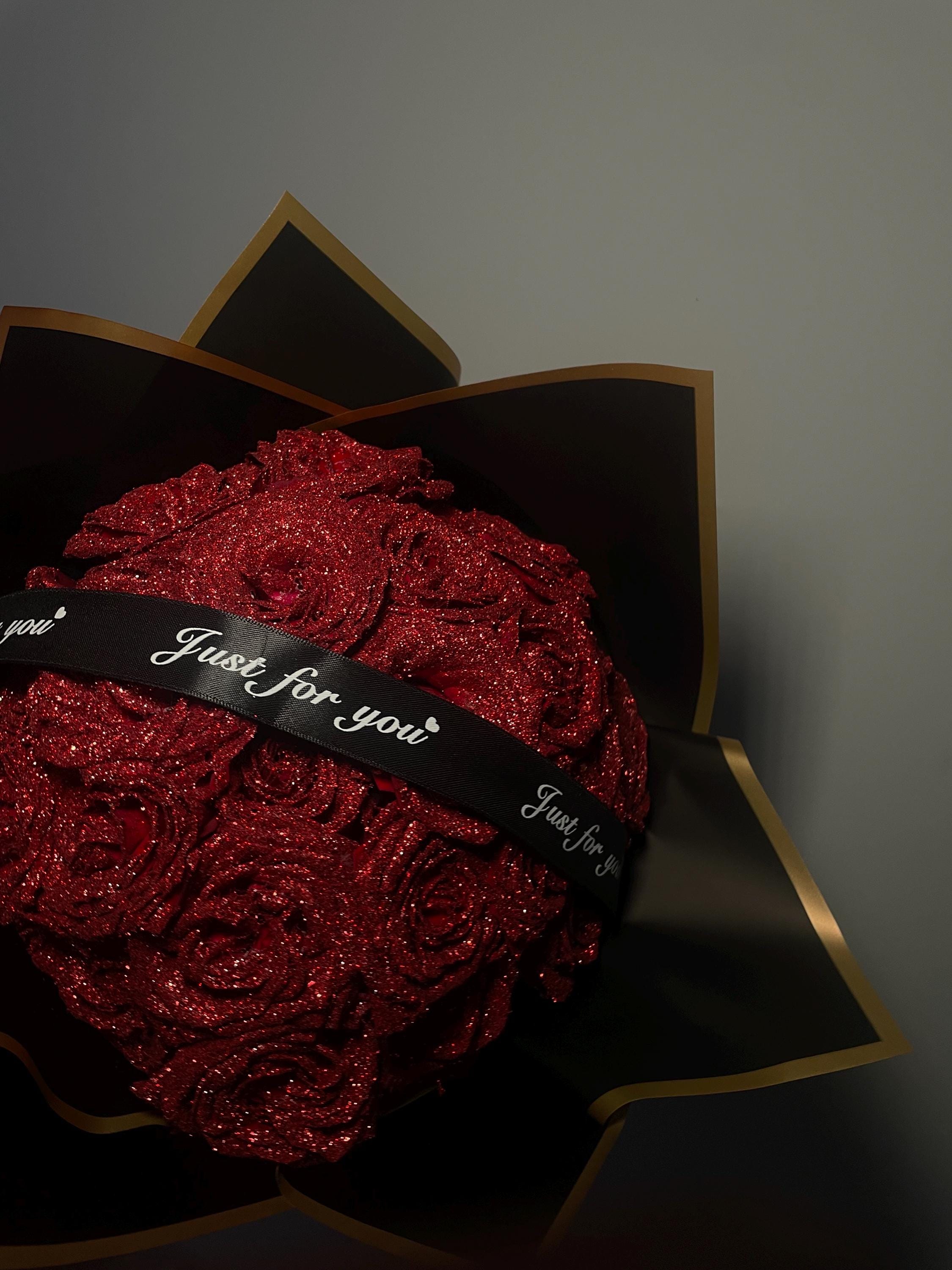 Real Red Roses Glitter Bouquet | Glitter Roses | Glitter Bouquet ...