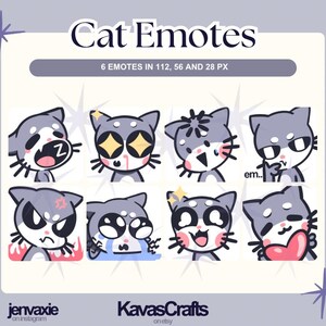 CAT EMOTES Set (8) | Twitch | Discord | Streaming | Cute Kawaii Chibi Cats Emoji Emote Pack