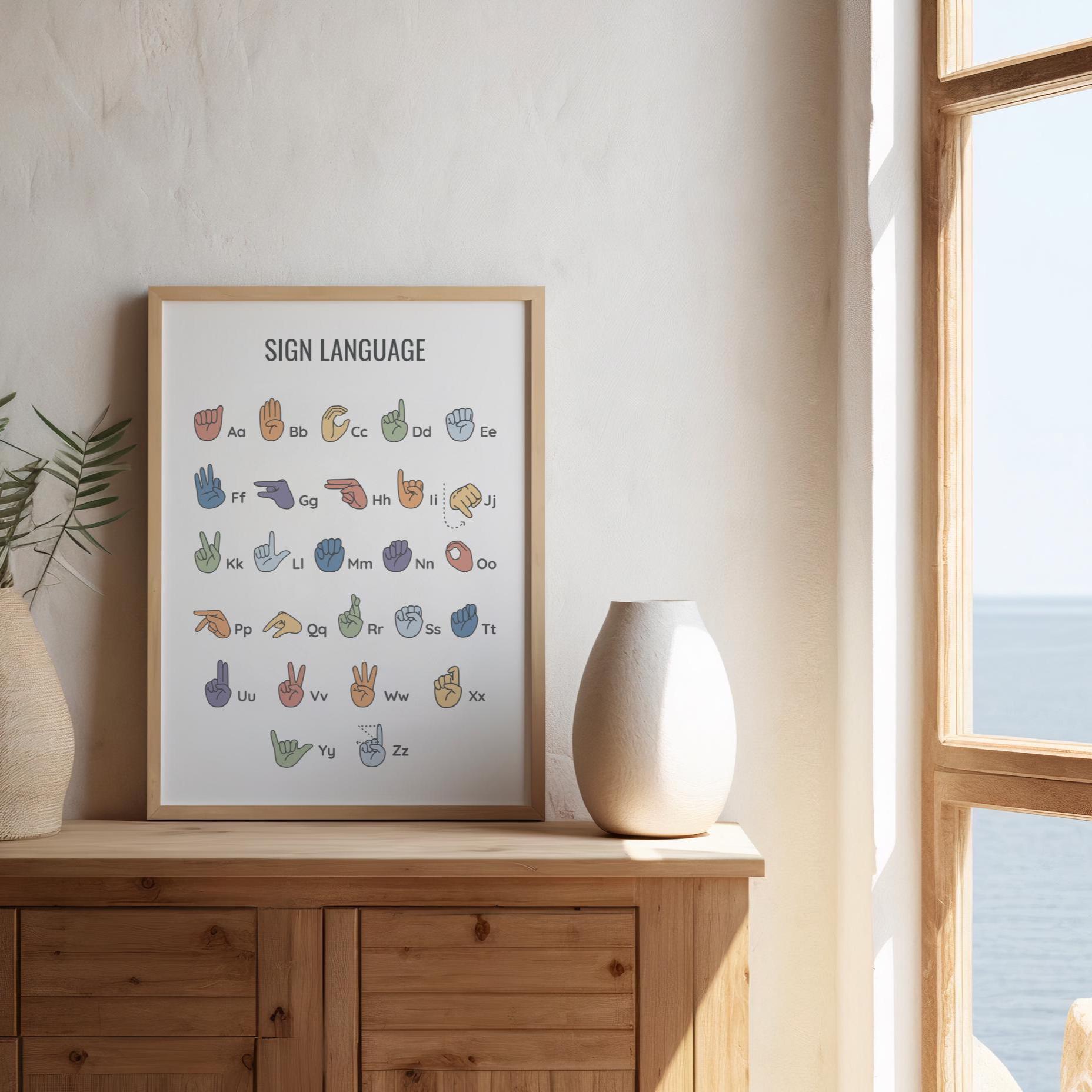 Sign Language Alphabet Poster Printable, ASL ABC Chart for Kids ...