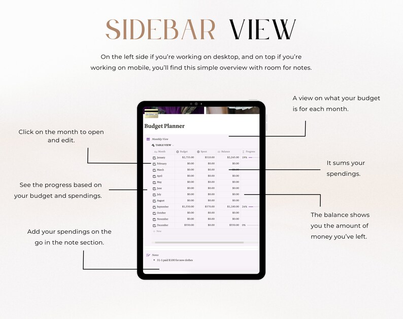 Sidebar view in Notion on desktop and explanation of how it works.