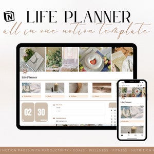 Ultimate Life Planner 2025 All in One Notion Template | Digital Daily Organizer | Productivity, Goals, Wellness, Fitness Nutrition Dashboard