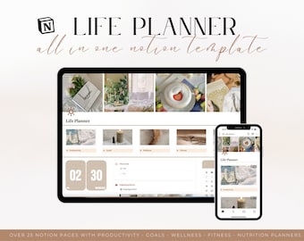 Ultimate Life Planner 2026 All in One Notion Template | Digital Daily Organizer | Productivity, Goals, Wellness, Fitness Nutrition Dashboard