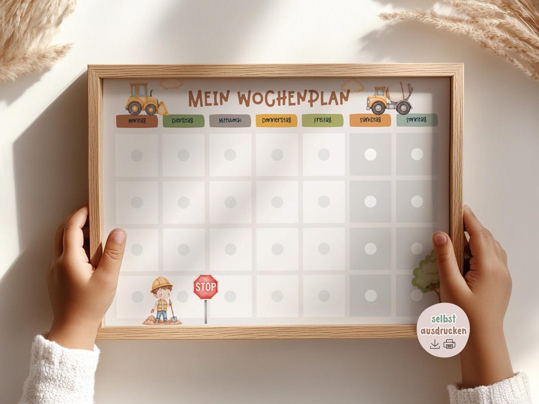 Kinder Wochenplaner Routine Baustelle Zum Ausdrucken, 408 Routinekarten