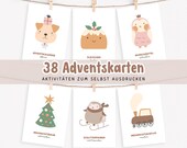 Adventsaktivitäten für Kinder | Kinder Aktivitäten Advent Karten Set zum Ausdrucken | Kreative Adventszeit mit täglichen Überraschungen