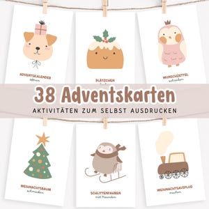 Actividades de Adviento para niños | Juego de tarjetas de Adviento con actividades para niños para imprimir | Adviento creativo con sorpresas diarias