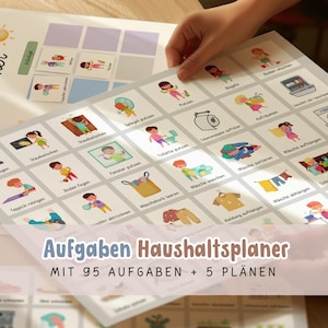 Kinder Haushaltsplan mit 95 Aufgaben, Kinder Haushaltsaufgaben zum Ausdrucken, Familien Organisation Haushalt, DIY Alltagsplanung Kinder