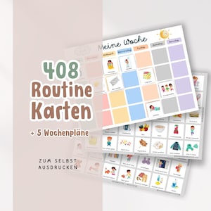 408 Kinder Routinekarten Wochenplan Set zum Ausdrucken | Kinder Montessori Karten für Kinder | DIY Planer Kinder Routine Aktivitäten