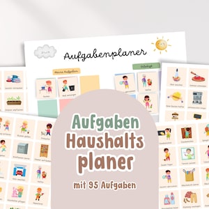 Kinder DIY Aufgabenplan Haushalt Set zum Ausdrucken, 95 Kinder Haushaltsaufgaben Karten, Haushaltsplan mit Aufgaben, Haushalt Alltagsroutine