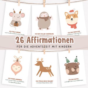 Kinder Affirmationskarten Weihnachten zum Ausdrucken | 26 Karten Set Affirmationen Adventszeit mit Kindern | Familienzeit Weihnachten