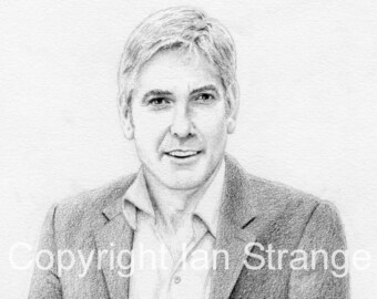 George Clooney portrait. Home wall art. Printable art.