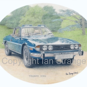 Triumph Stag classic car drawing. Home wall art. Printable art.