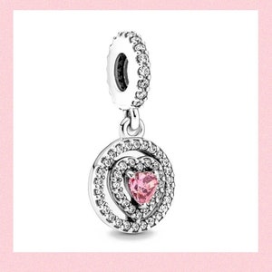 Breloque coeur double halo scintillant pour bracelet, breloques pendantes, breloques en argent 925 authentiques, breloques en argent sterling, breloques coeur
