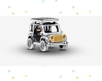 Zweifarbiges Adventure Car für Pandora Armband, echte authentische S925 Sterling Silber Charms, Birthstone Charms, Anhänger, Auto Charm Geschenk