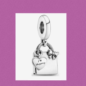 Shopping Bag Dangle Charm,Authentic Genuine S925 Sterling Silver Charms, silver charms for bracelet, pendants 2024 charms gift for her gift