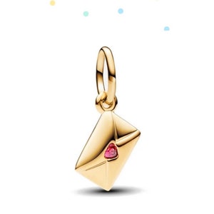 Charm colgante con forma de sobre con carta de amor, charms de plata, charms de plata auténtica, charms de plata de ley 925s para pulsera, regalo 2024 nuevo