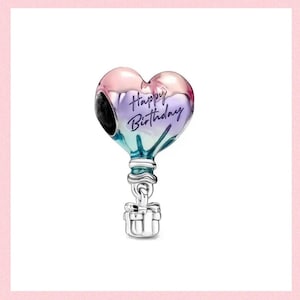 Happy Birthday Heißluftballon Charm für Armband, 925er Jahre Silber Charms, 925 Silber Charms, Geschenk für Her 2024 Charms