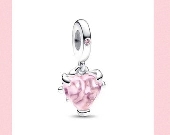 Pink Family Tree and Heart Dangle Charm for bracelet, Authentic Genuine Silver 925s charms, sterling silver charms, 2024 charms gift for her