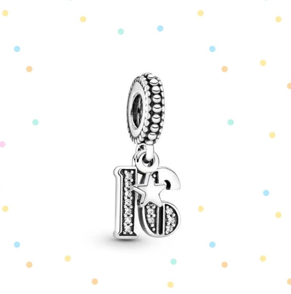 16th Birthday Dangle Charm for Bracelet, Genuine Authentic S925