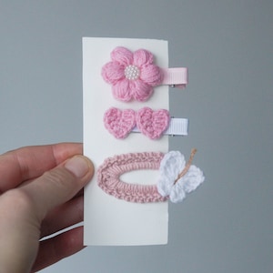 Crochet daisy hair clips set Flower hairpin Baby accessories Flower hair clips