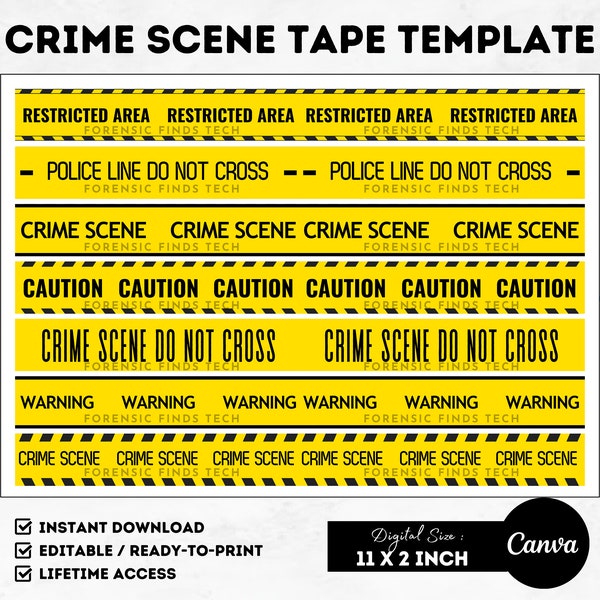 Crime Scene Tape Template Police Line Printable Crime Scene Do Not Cross Props Law Enforcement DIY Forensic Science Design Police Party