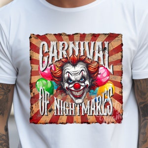 Payaso aterrador Png, Halloween Png, Carnaval de pesadillas, Payaso de Halloween Png, Camiseta de Halloween Png, Camiseta de payaso aterrador grunge Png, Sublimación