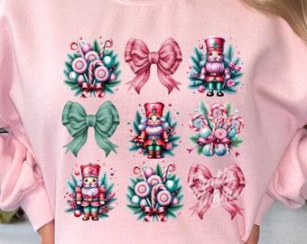 Christmas Png, Christmas Sublimation, Nutcracker Coquette Png, Coquette Bow Png, Retro Pink Nutcracker Bow Png, Pink Christmas Png Candy