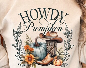 Howdy Pumpkin PNG, Western Fall Png, Howdy Pumpkin Shirt Png, Western Png, Country Fall Png, Howdy Png, Western Shirt Png, Cowboy Png