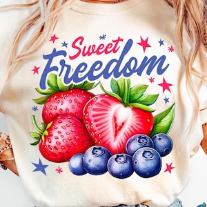 Süße Freiheit PNG, Adrette 4. Juli Png, Kokette 4. Juli Png, 4. Juli Erdbeeren Png, Blaubeeren, Rot, Weiße und Blaue Png