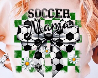 Retro Checkered Soccer Mama Png, Soccer Png, Mama Soccer Bow Png, Coquette Soccer Bow Png, Sublimation, Soccer Mama Shirt Png