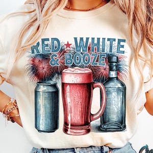 Rouge blanc et alcool png, 4 juillet drôle, png 4 juillet, bière américaine png, boire png, amateur de bière patriotique, design par sublimation