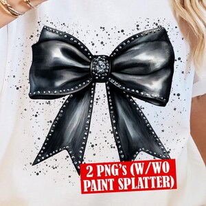 Black Leather Bow PNG, Women's Coquette Bow Png Design, Sublimation Png File for Shirt, Sublimation Designs, Diamond Bow Coquette Png