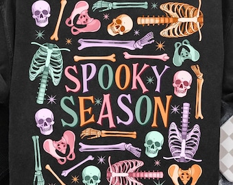 Niedliches Gruseliges Saison PNG, Trendiges Halloween Png, Skelett Png, Preppy Halloween Hemd Png, Sublimationsentwürfe, Gruseliges Hemd Png