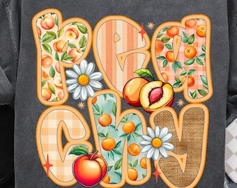Peachy PNG, Coquette Summer Png, Boho Peach Png, Retro Floral Peach Shirt Png, Preppy Summer Shirt Png, Sublimation Designs, Trendy Fruit