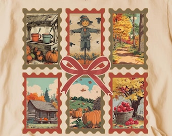 Retro Fall PNG, Coquette Fall Shirt Png, Sublimation Designs, Retro Autumn Png, Trendy Fall Stamp Png, Cute Fall Leaves, Pumpkin Png